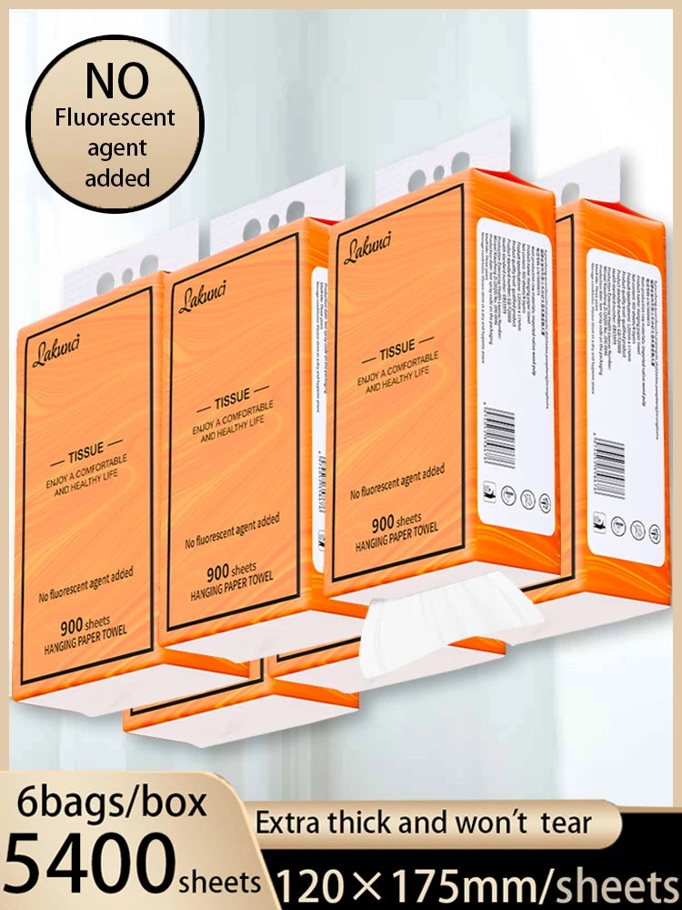 Premium Boxed 【6 Packs Gift 2 Hooks】4-Ply Disposable Napkins Deluxe Soft Facial Tissue Wall-Mounted Baby Tissue