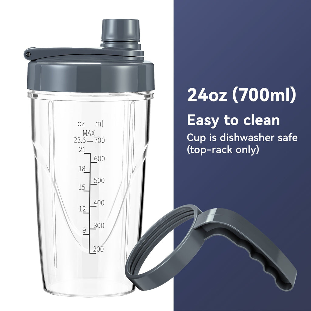 La Reveuse Personal Size Smoothie Blender Pro. 1000W High Speed with 24oz To-Go Cup. Ideal for Smoothies.Protein Shakes. Frozen Drinks. Food Prep. Gray