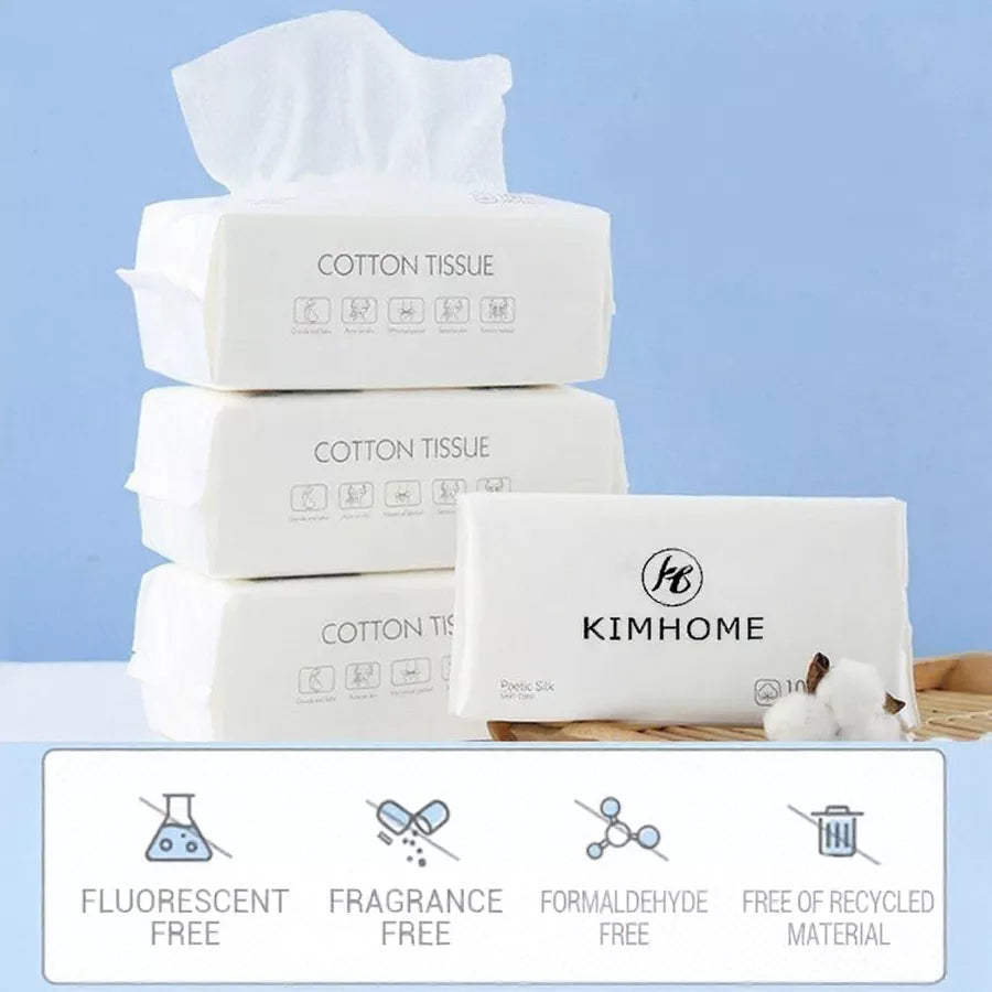 Disposable Cotton Face Towel for Sensitive Skin – 100% Pure Cotton, Wet and Dry Use, 50pcs or 100pcs
