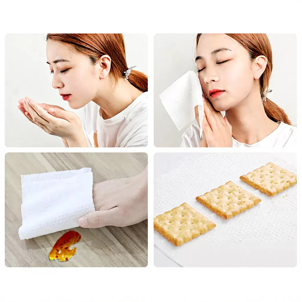 Disposable Cotton Face Towel for Sensitive Skin – 100% Pure Cotton, Wet and Dry Use, 50pcs or 100pcs