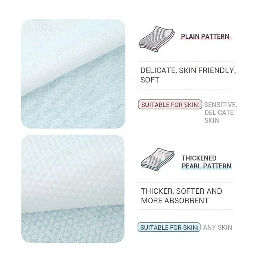 Disposable Cotton Face Towel for Sensitive Skin – 100% Pure Cotton, Wet and Dry Use, 50pcs or 100pcs