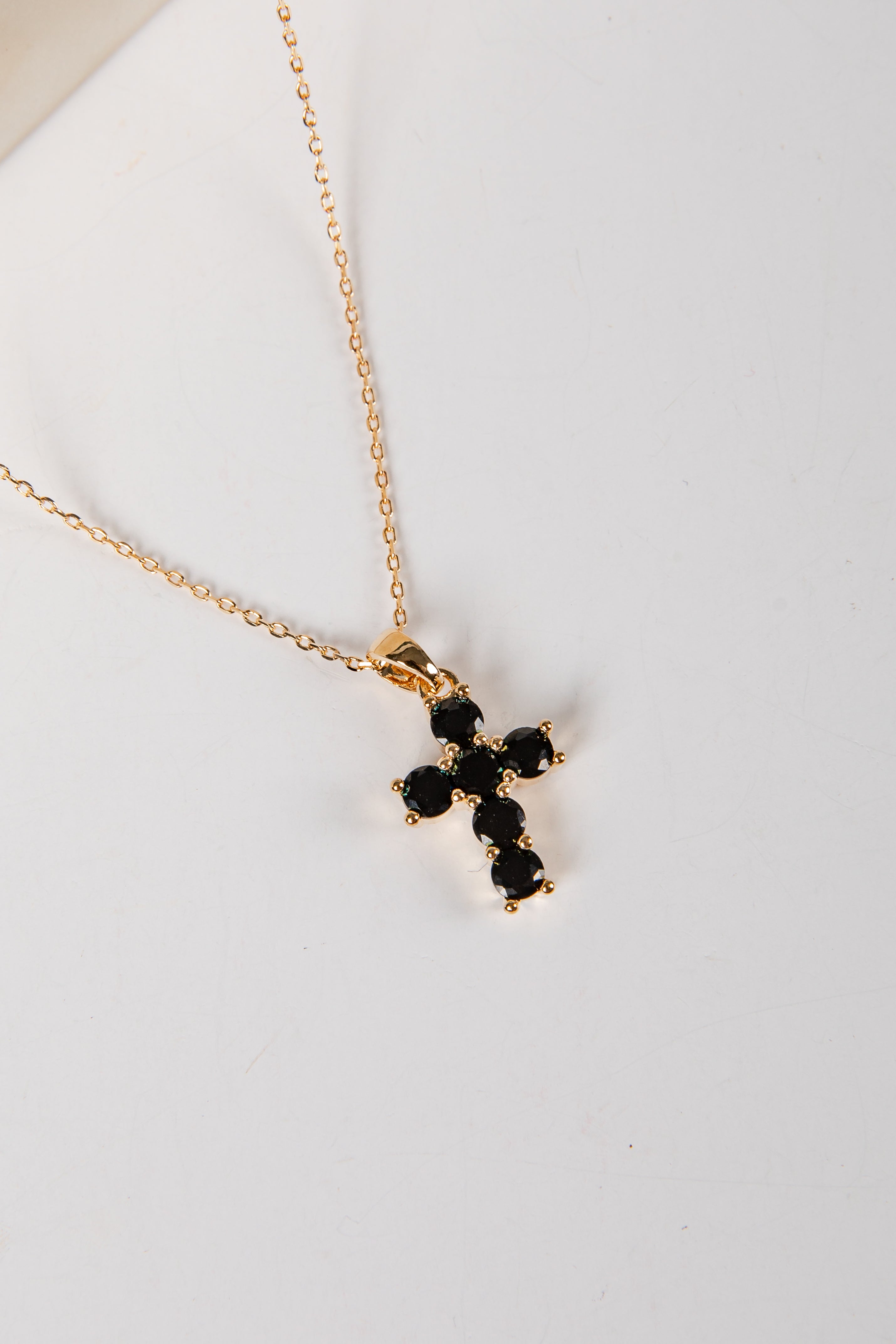 Jamie Gold Gemstone Cross Necklace