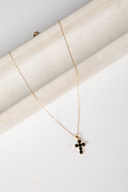 Jamie Gold Gemstone Cross Necklace