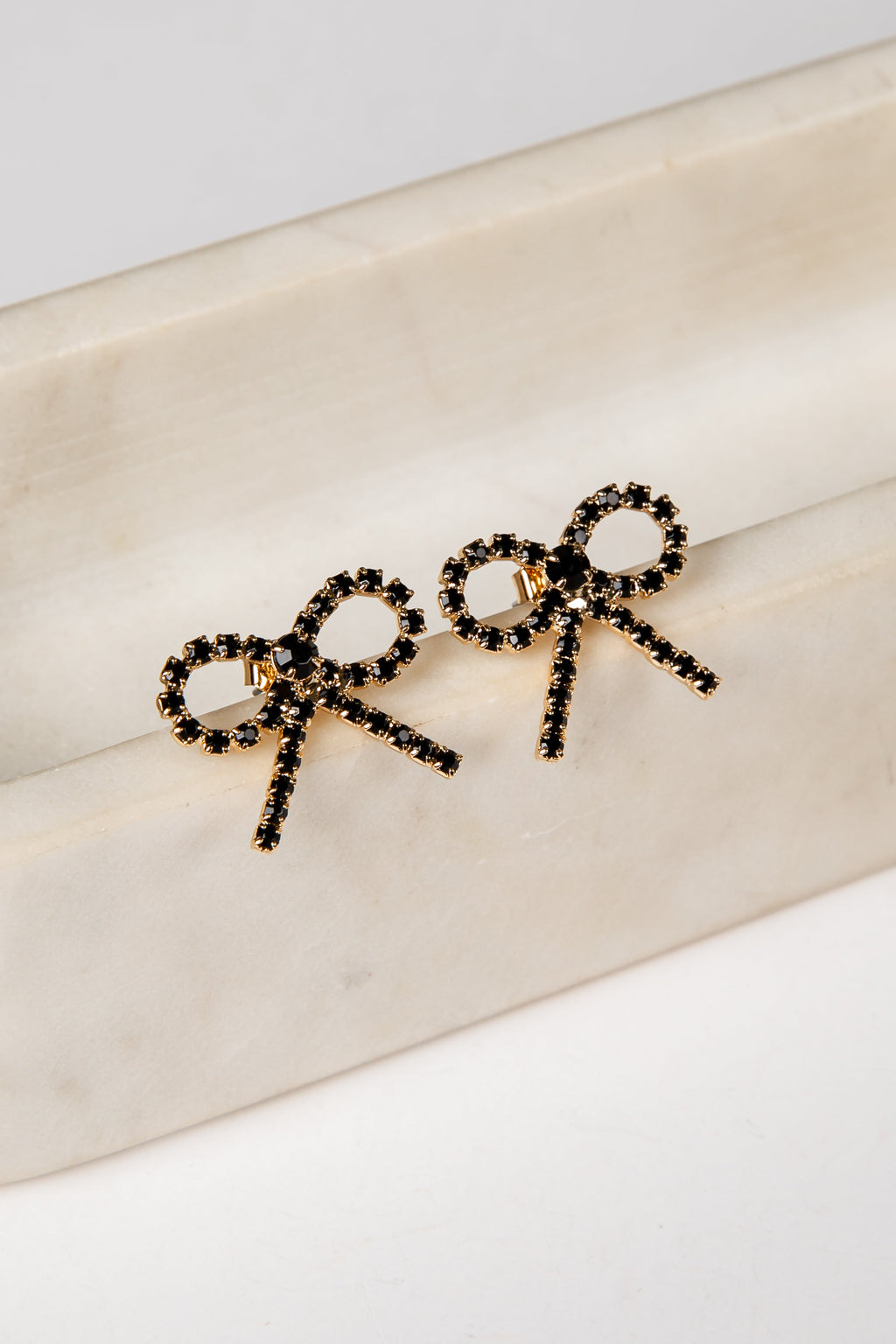 Jasmine Gold Rhinestone Bow Earrings