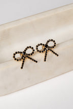 Jasmine Gold Rhinestone Bow Earrings