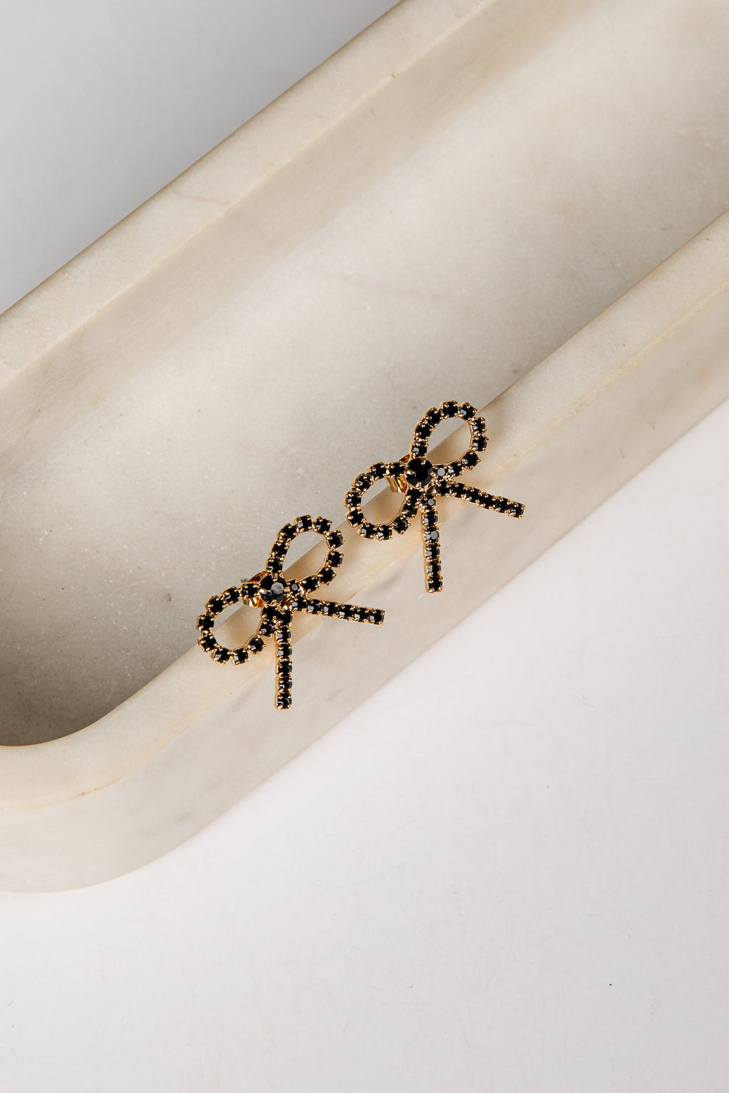 Jasmine Gold Rhinestone Bow Earrings