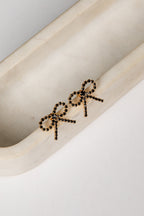 Jasmine Gold Rhinestone Bow Earrings