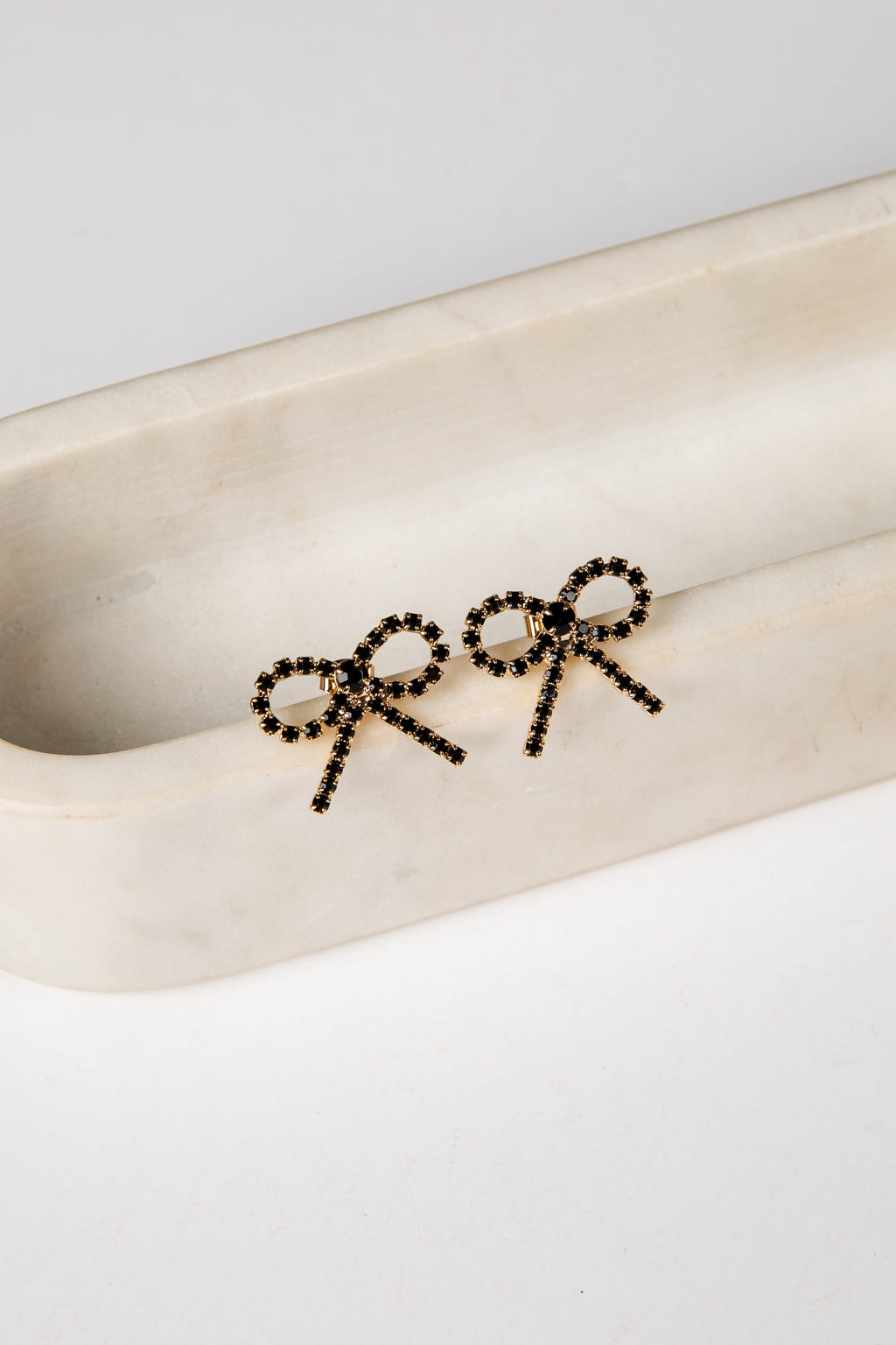 Jasmine Gold Rhinestone Bow Earrings