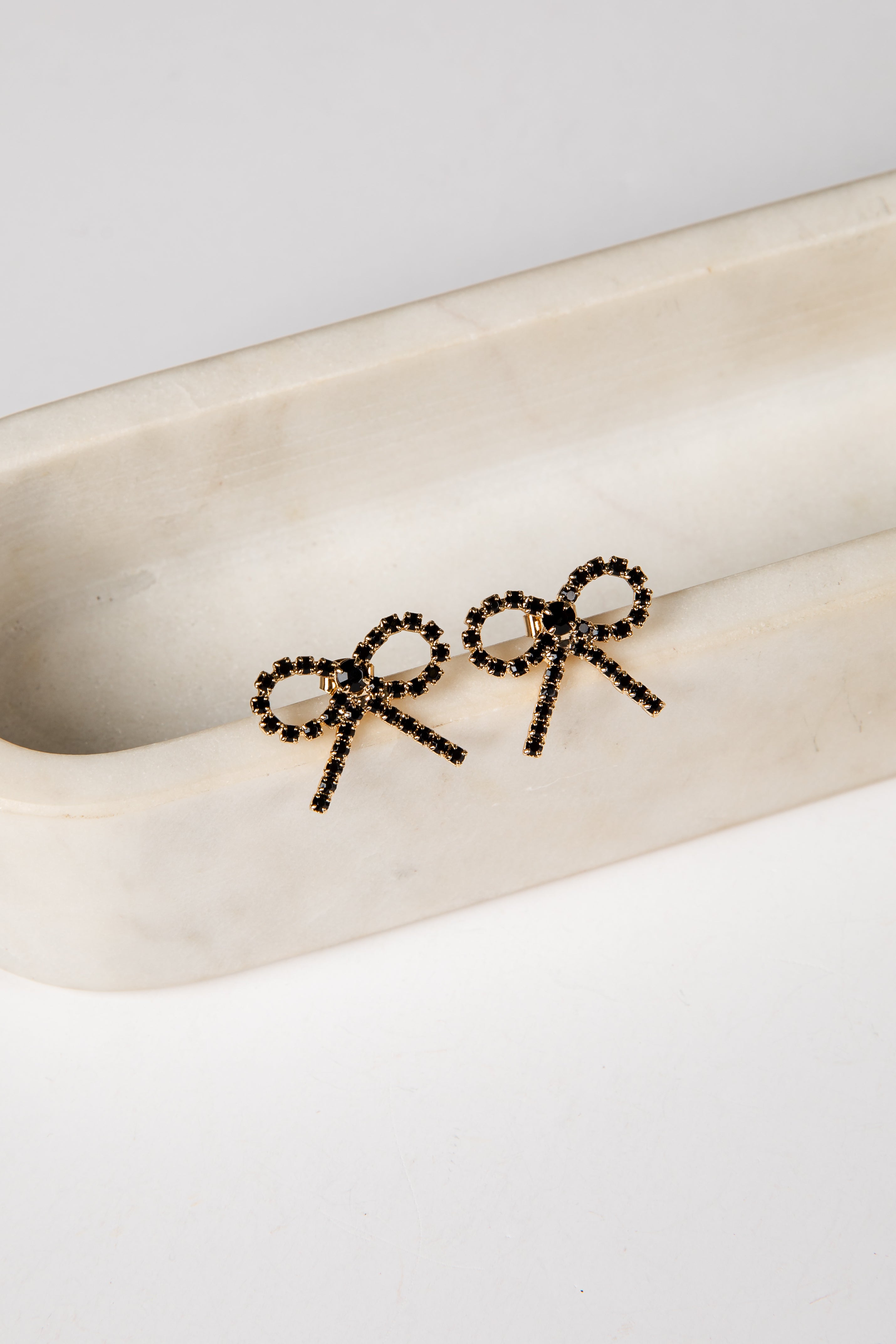 Jasmine Gold Rhinestone Bow Earrings