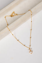 Aurora Gold Pearl Heart Charm Necklace