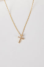 Amelia Gold Rhinestone Cross Necklace