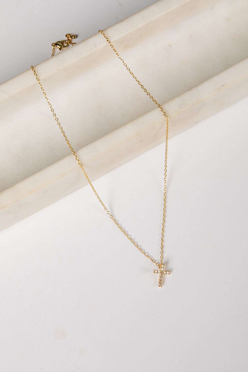 Amelia Gold Rhinestone Cross Necklace