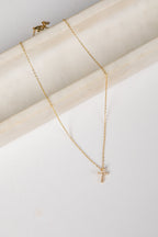 Amelia Gold Rhinestone Cross Necklace