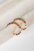 Sophie Gold Rhinestone Heart Hoop Earrings