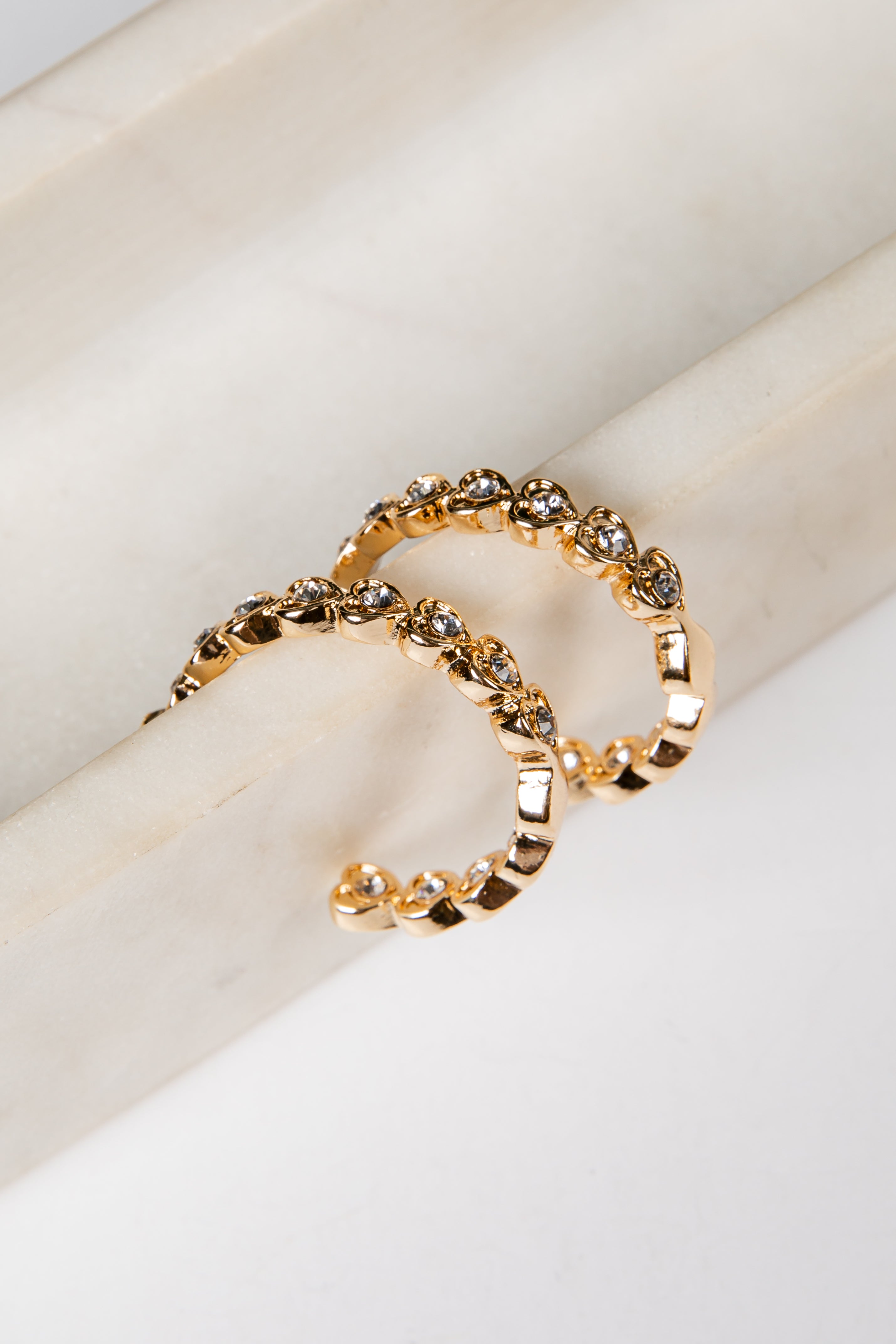 Sophie Gold Rhinestone Heart Hoop Earrings