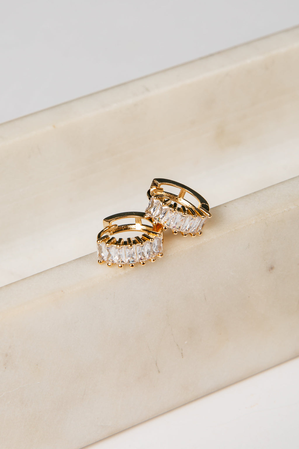 Annie Gold Rhinestone Mini Hoop Earrings