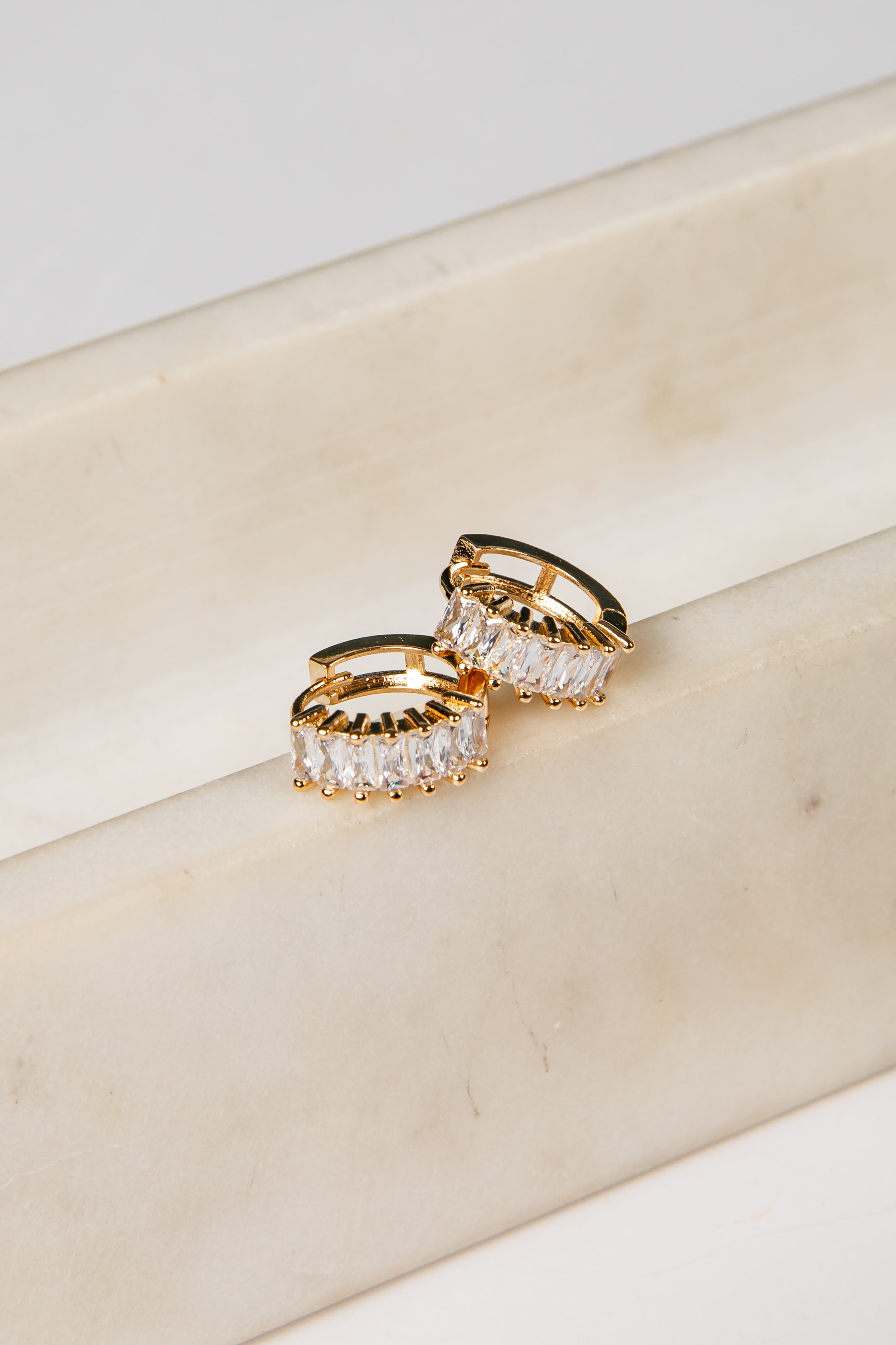 Annie Gold Rhinestone Mini Hoop Earrings