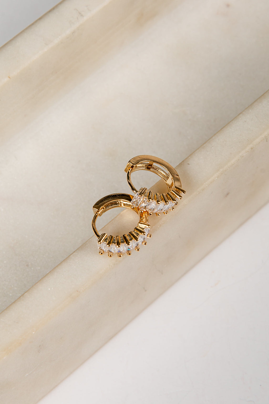 Annie Gold Rhinestone Mini Hoop Earrings