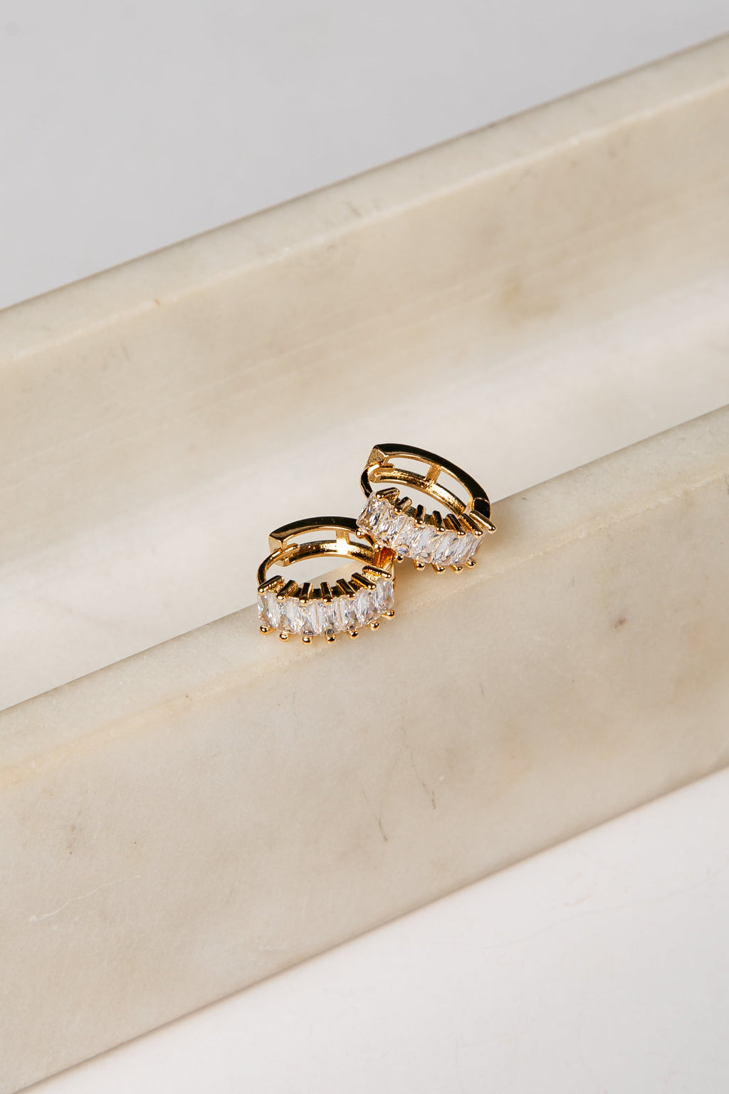 Annie Gold Rhinestone Mini Hoop Earrings