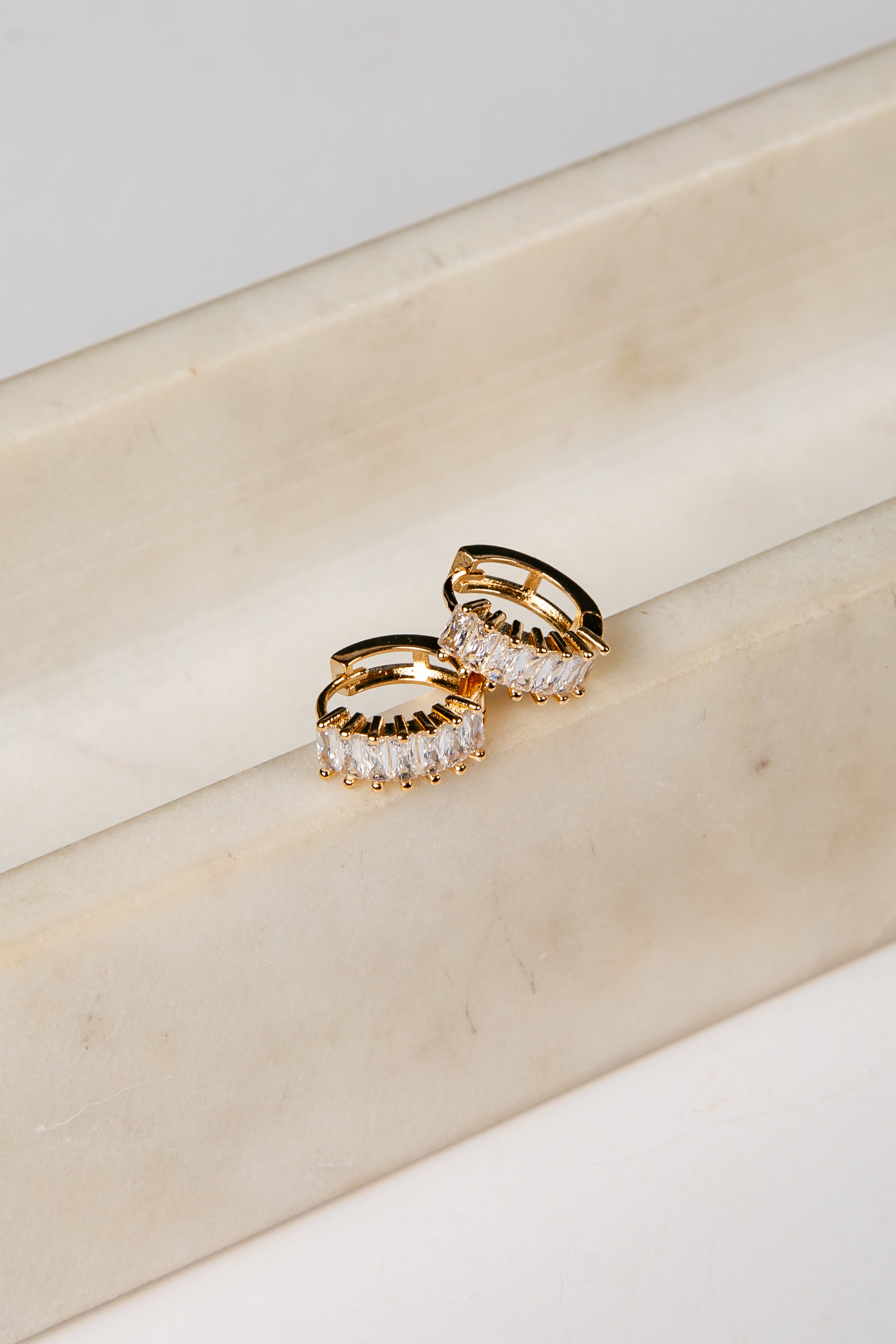 Annie Gold Rhinestone Mini Hoop Earrings