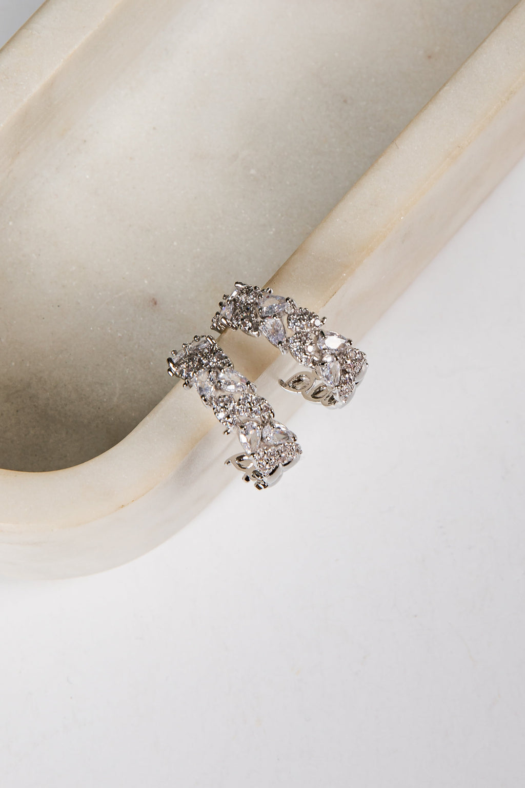 Katherine Silver Rhinestone Hoop Earrings