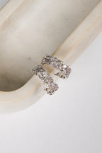 Katherine Silver Rhinestone Hoop Earrings