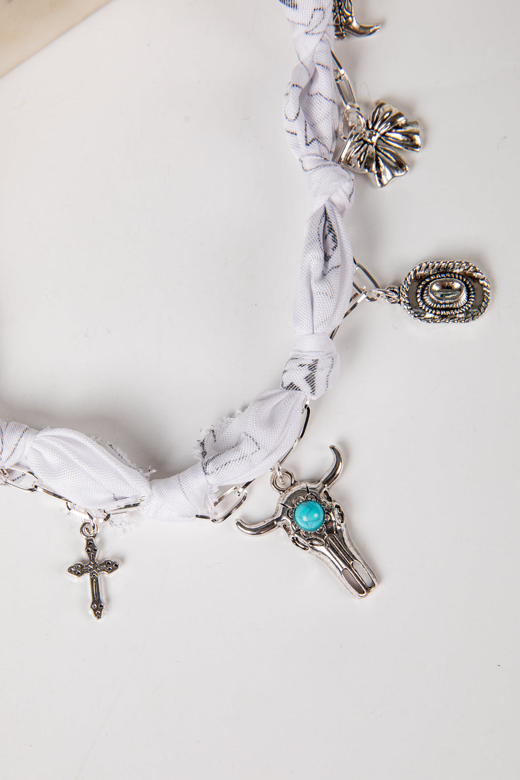 Layla White Bandana Charm Necklace