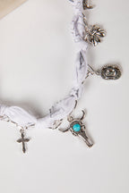 Layla White Bandana Charm Necklace