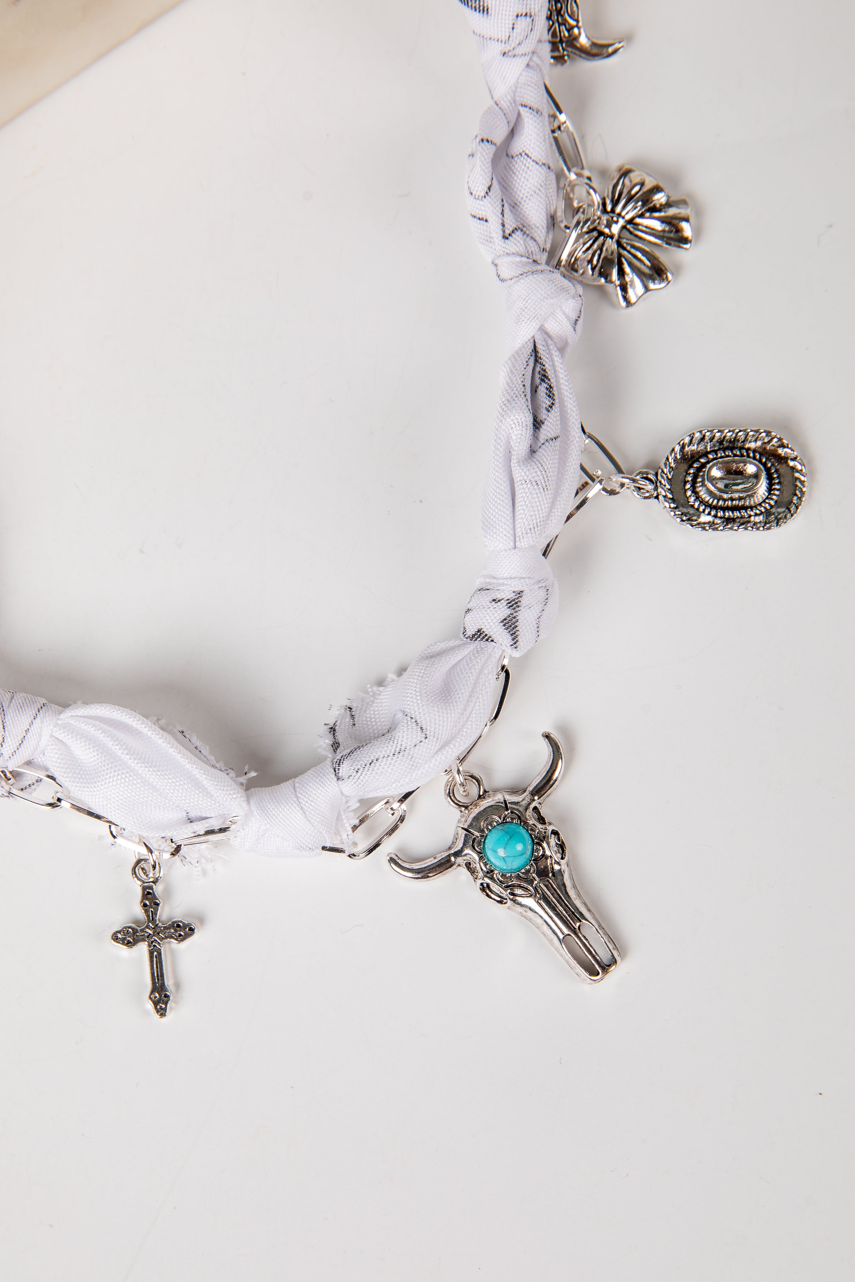 Layla White Bandana Charm Necklace